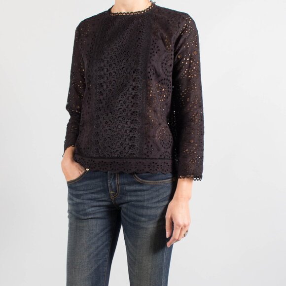 Vanessa Bruno Eyelet Lace Top in Black, size 34. Fits like a size XS - Picture 9 of 9